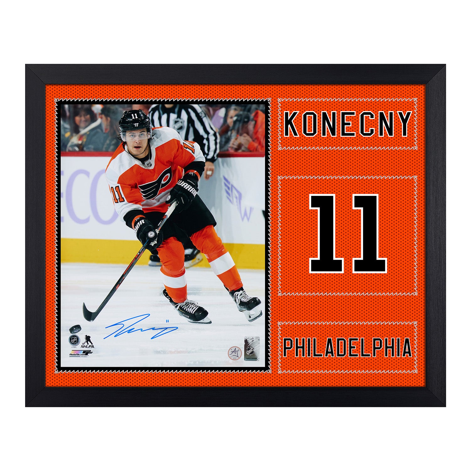 Travis Konecny Signed Philadelphia Flyers Uniform Graphic 19x23 Frame