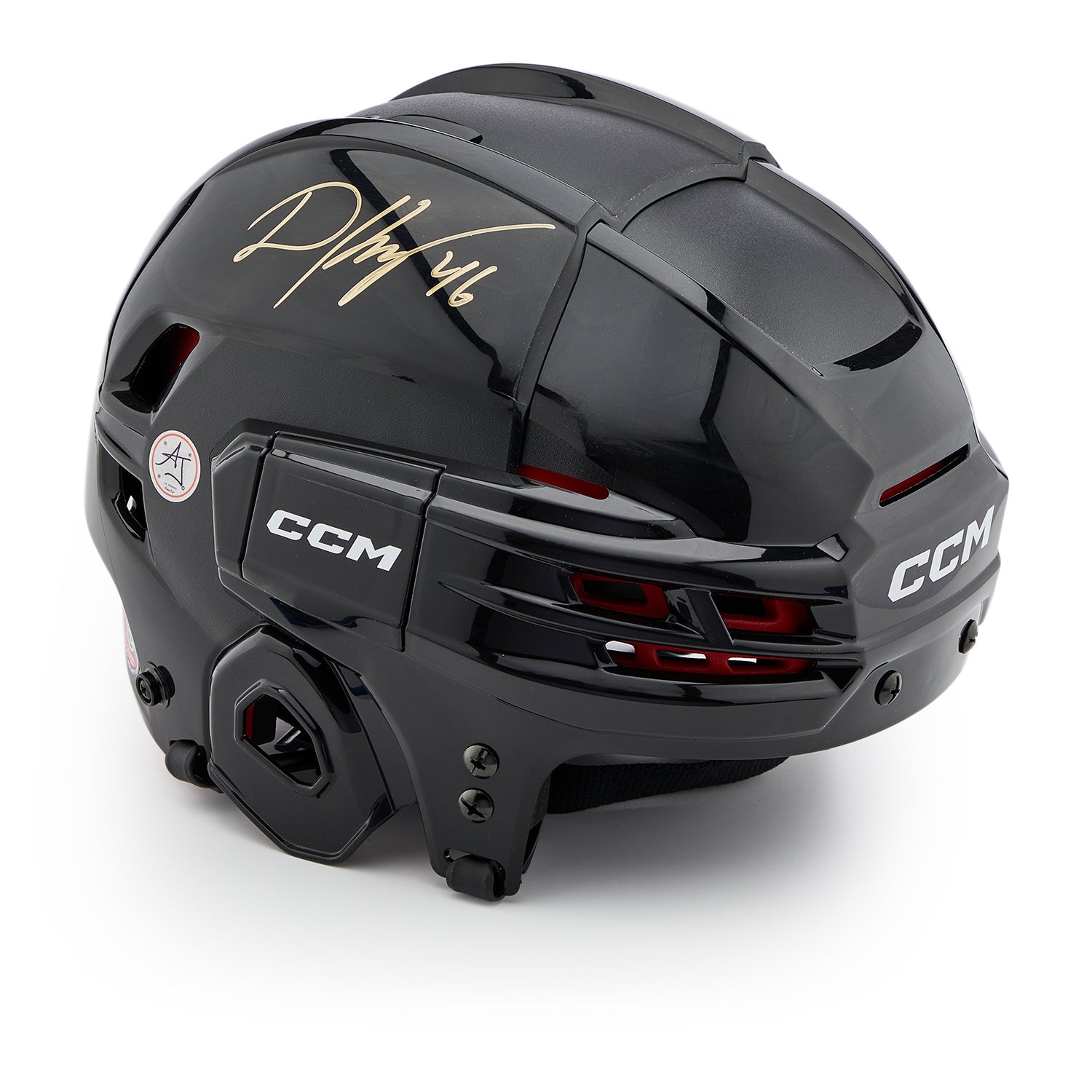 David Krejci Autographed Black CCM Tacks Hockey Helmet