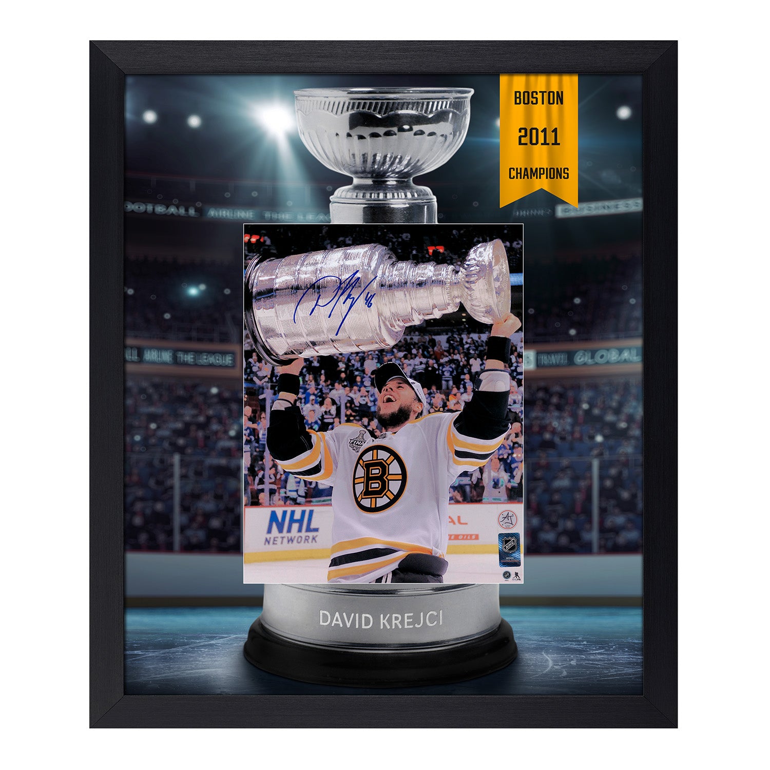 David Krejci Signed Boston Bruins Stanley Cup Graphic 23x27 Frame