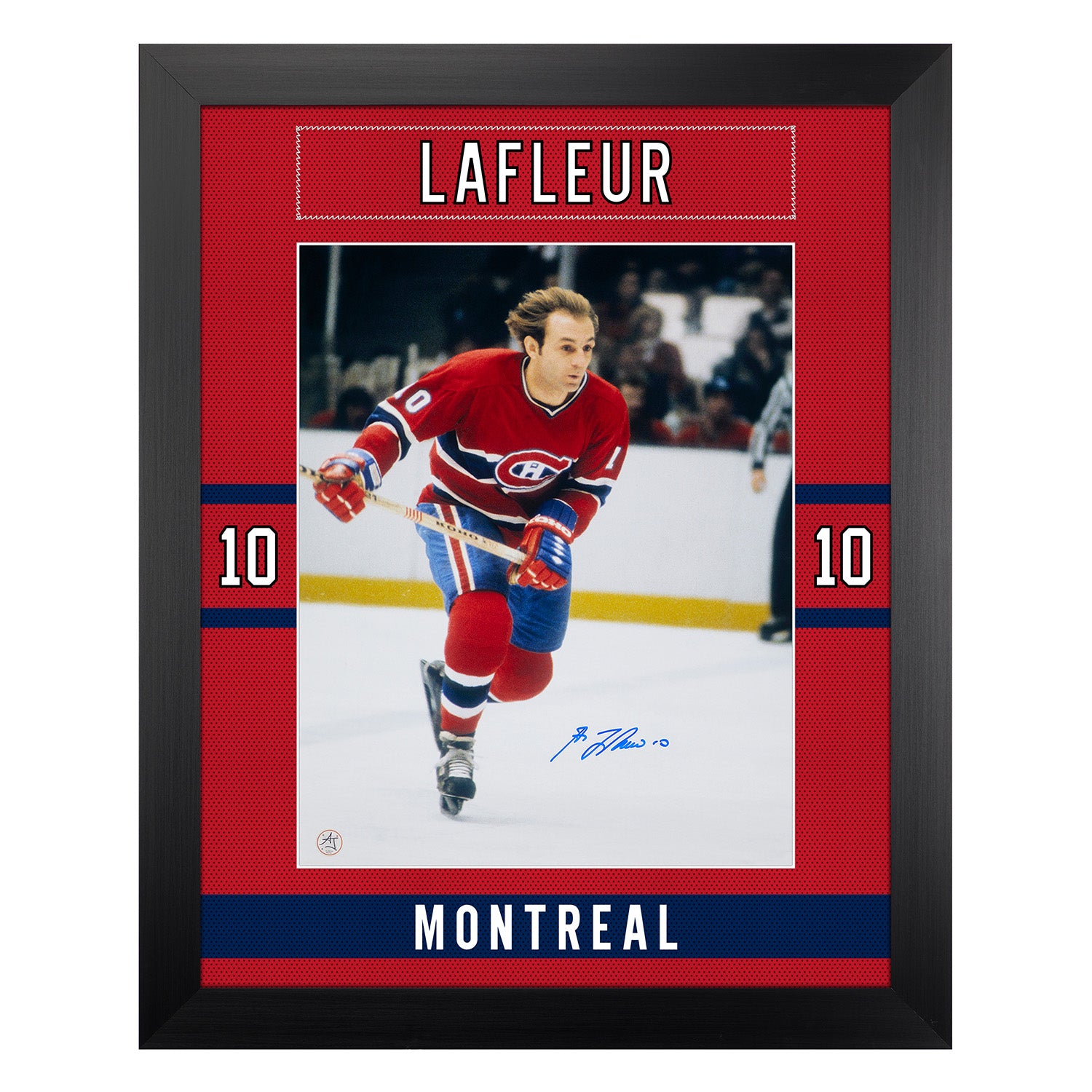 Guy LaFleur Signed Montreal Canadiens Uniform Graphic 26x32 Frame