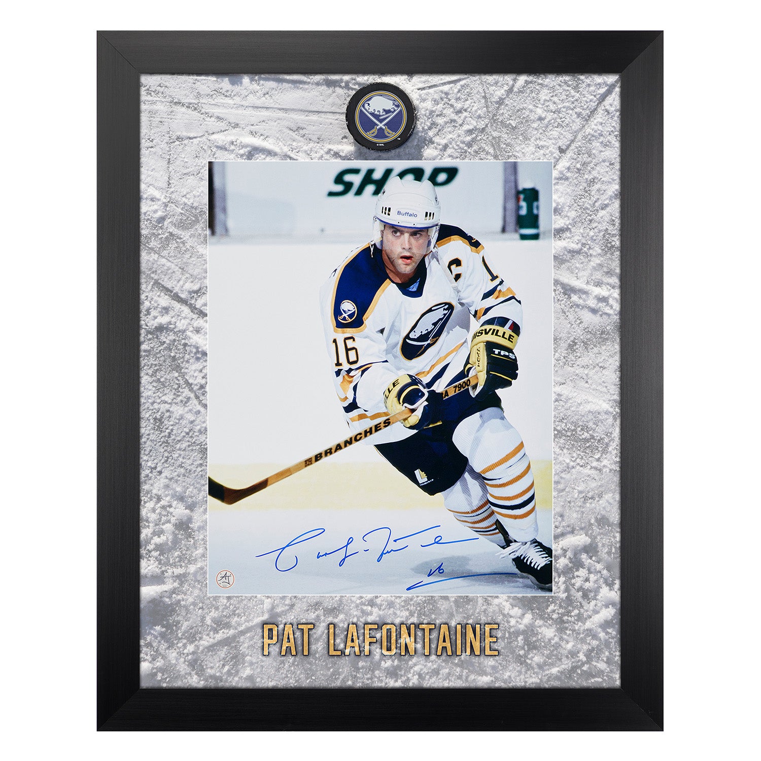 Pat LaFontaine Signed Buffalo Sabres Etched Ice 26x32 Frame