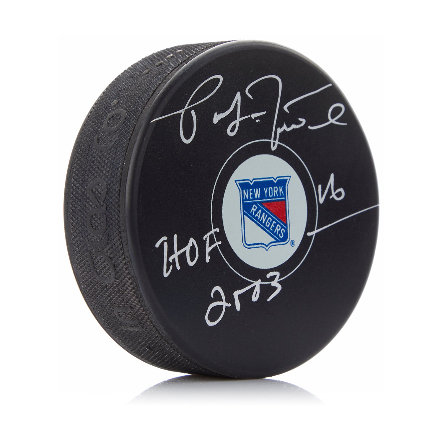 Pat LaFontaine Signed New York Rangers Hockey Puck with HOF Note