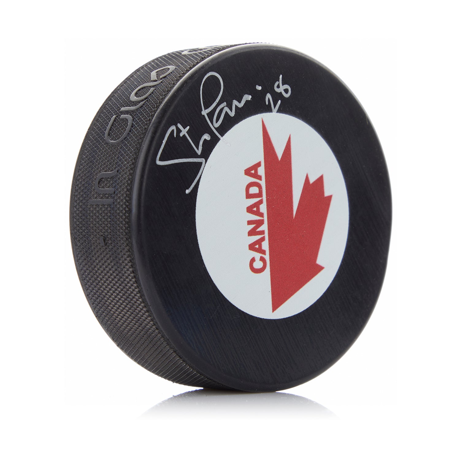 Steve Larmer Team Canada Autographed Canada Cup Puck