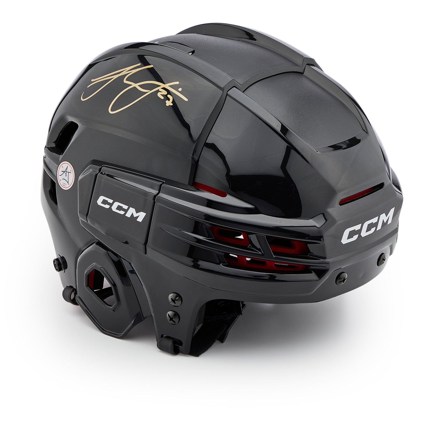Hampus Lindholm Autographed Black CCM Tacks Hockey Helmet
