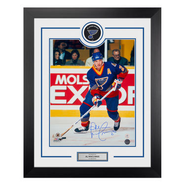 Al MacInnis Signed St Louis Blues Puck Display 26x32 Frame