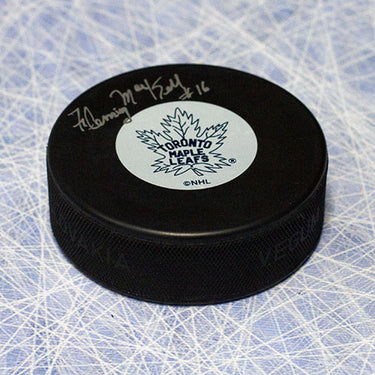 Fleming Mackell Toronto Maple Leafs Signed Original 6 Puck