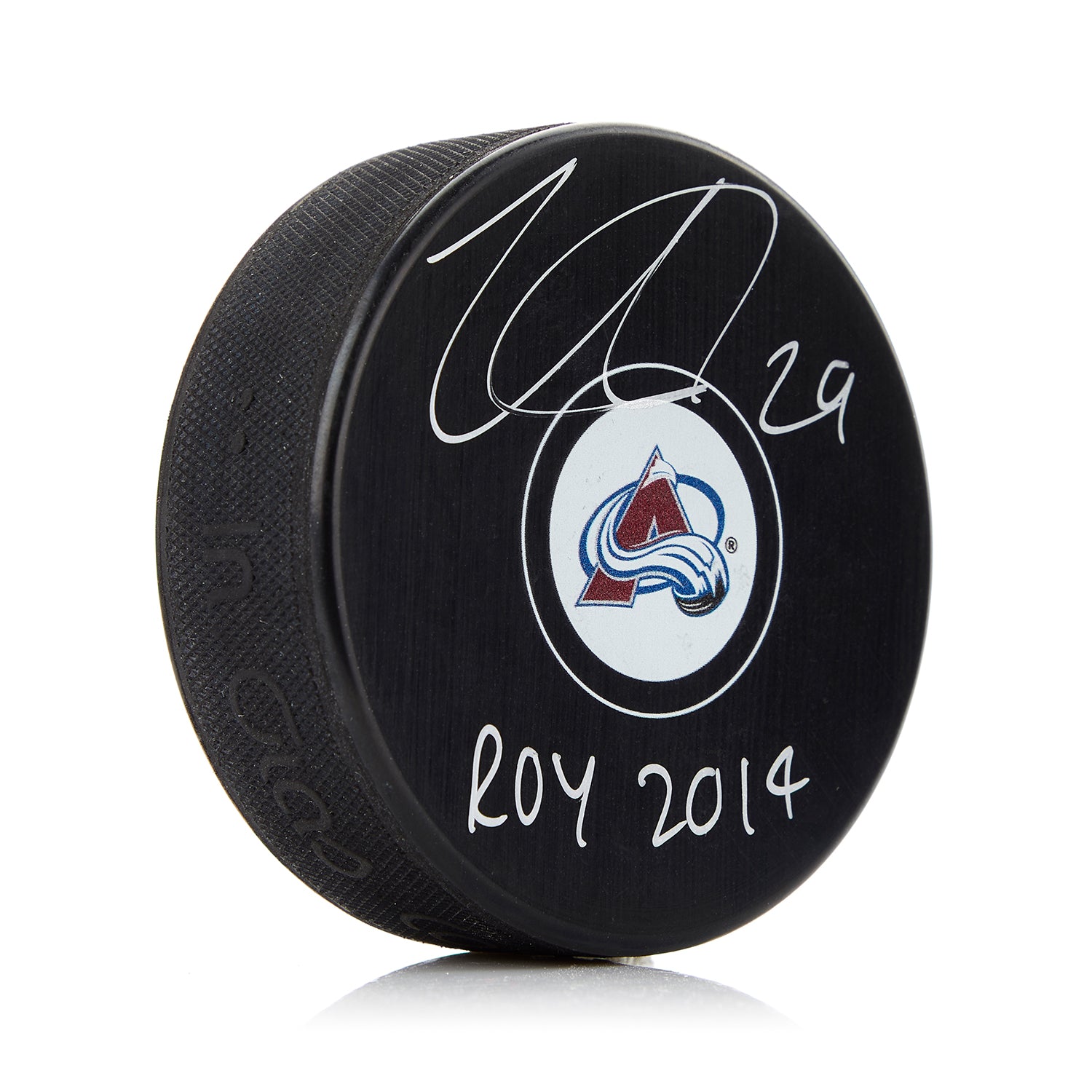 Nathan MacKinnon Colorado Avalanche Signed Puck with ROY Note