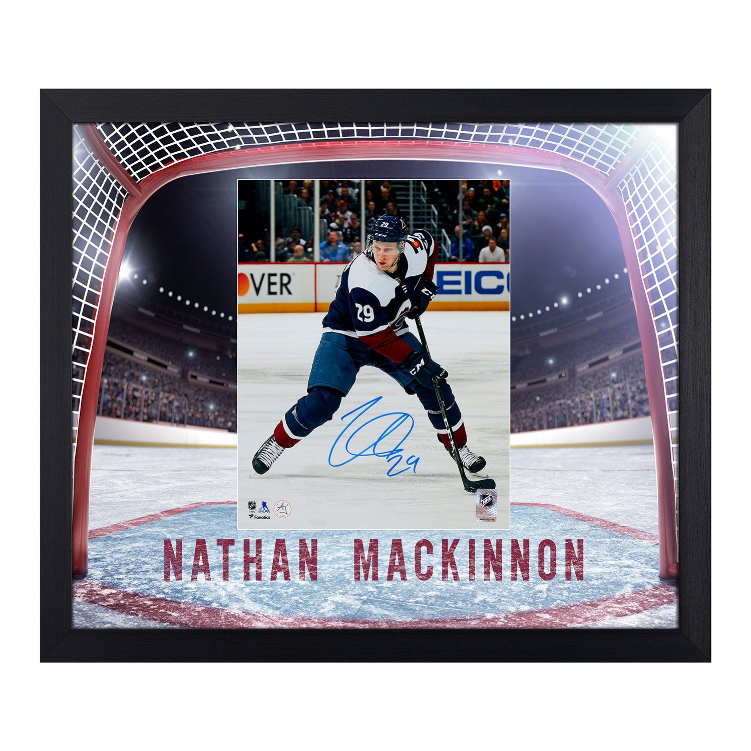 Nathan MacKinnon Signed Colorado Avalanche Netcam Graphic 23x27 Frame