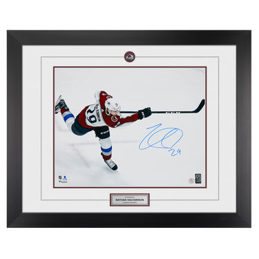 Nathan MacKinnon Colorado Avalanche Signed Slapshot 26x32 Frame