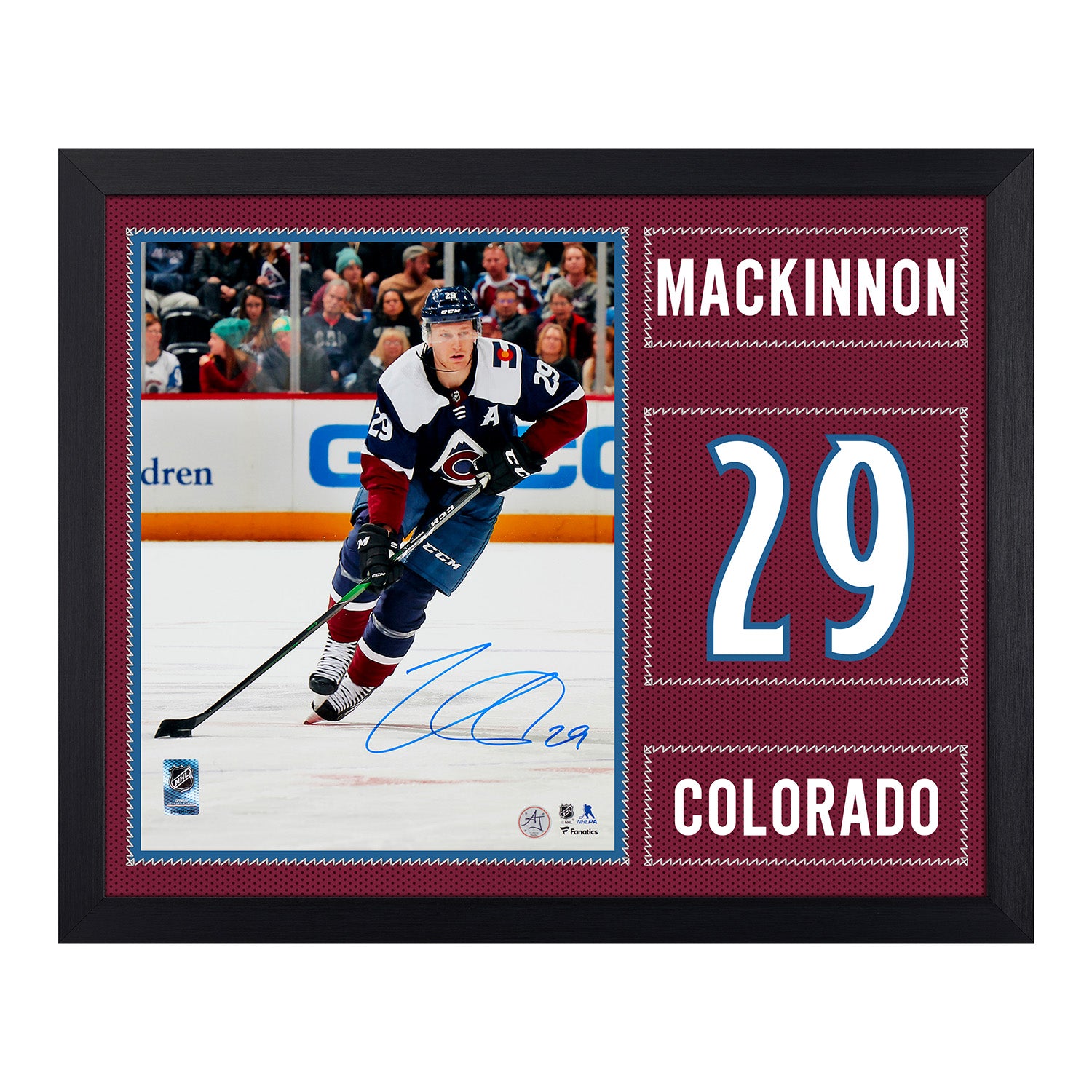 Nathan MacKinnon Autographed Colorado Avalanche Uniform Graphic 19x23 Frame