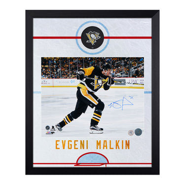 Evgeni Malkin Signed Pittsburgh Penguins Graphic Rink 19x23 Frame