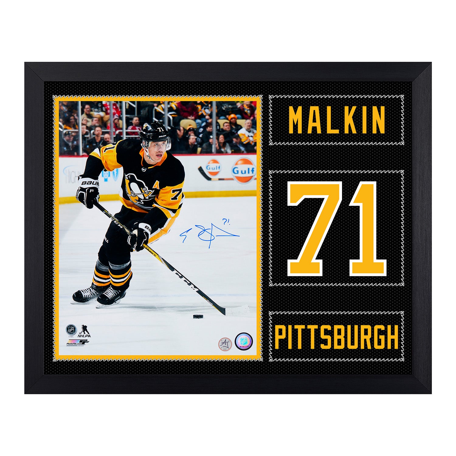 Evgeni Malkin Autographed Pittsburgh Penguins Uniform Graphic 19x23 Frame