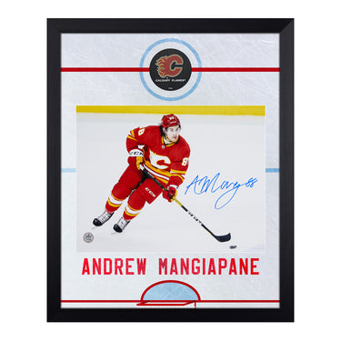 Andrew Mangiapane Signed Calgary Flames Graphic Rink 19x23 Frame