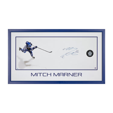 Mitch Marner Signed Toronto Maple Leafs Slapshot 43x24 Frame #/16