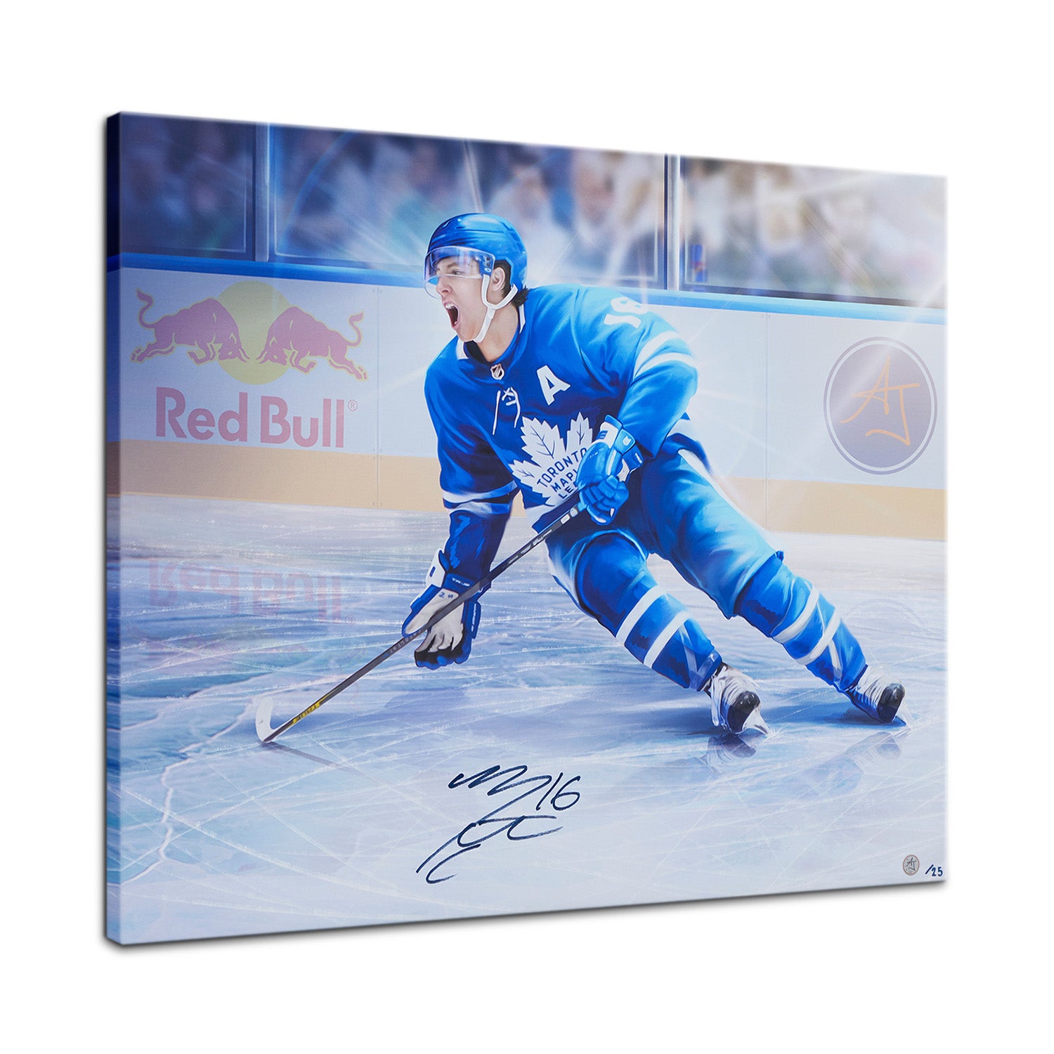 Mitch Marner Signed Toronto Hockey Action 26x32 Art Canvas #/25
