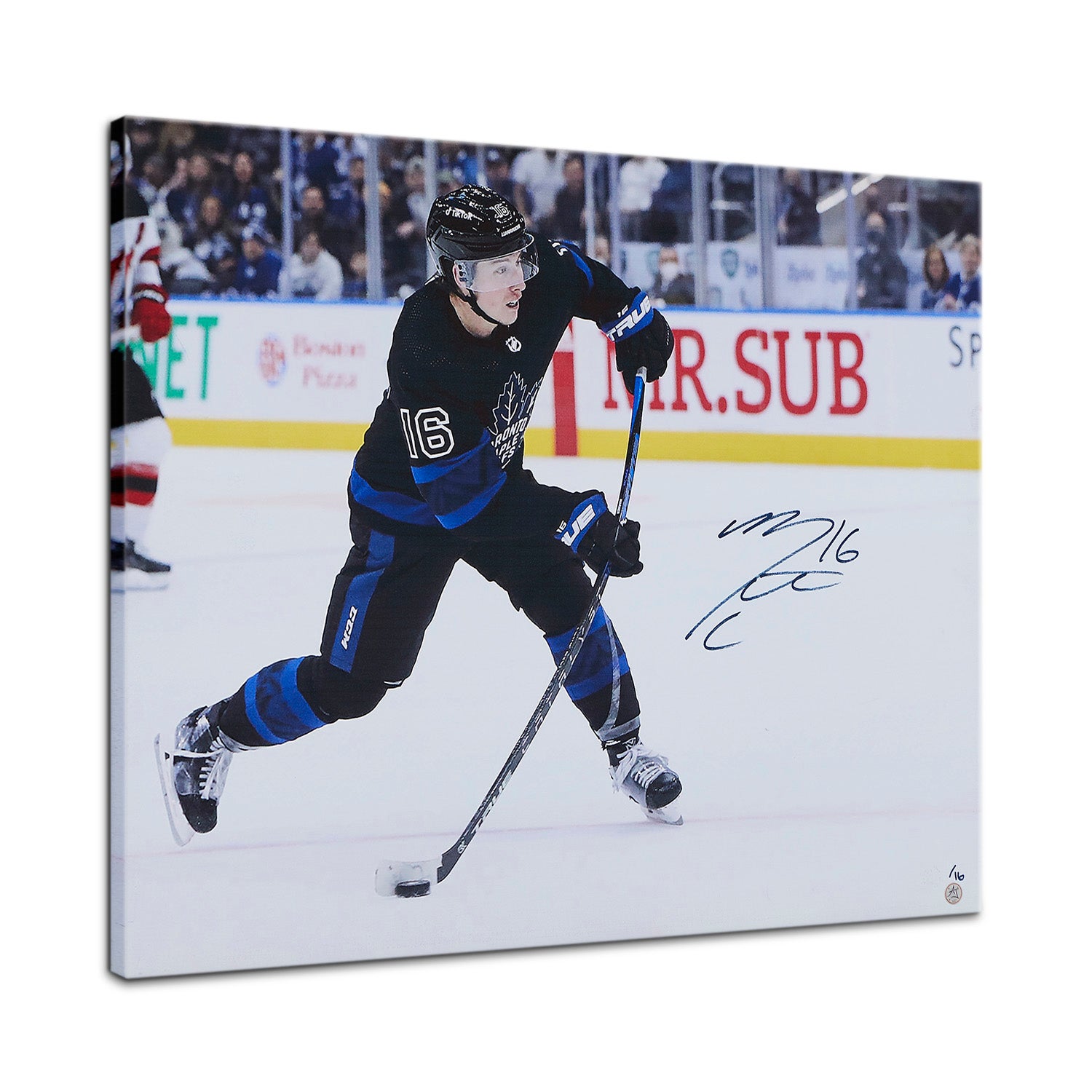 Mitch Marner Autographed Toronto Hockey Player 26x32 Art Canvas /16