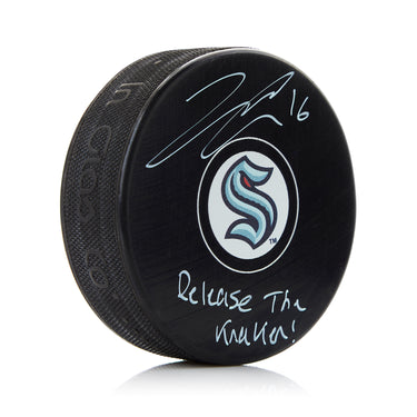 Jared McCann Signed Seattle Kraken Release The Kraken Puck