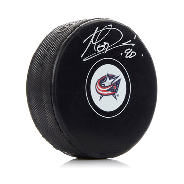 Elvis Merzlikins Columbus Blue Jackets Autographed Hockey Puck