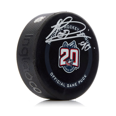 Elvis Merzlikins Columbus Blue Jackets Autographed Game Puck