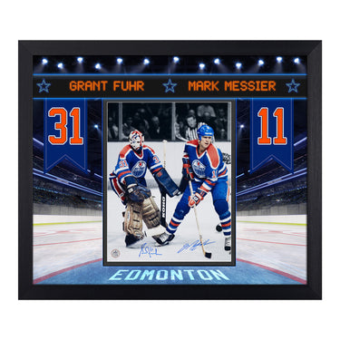 Mark Messier & Grant Fuhr Dual Signed Edmonton Legends 23x27 Frame