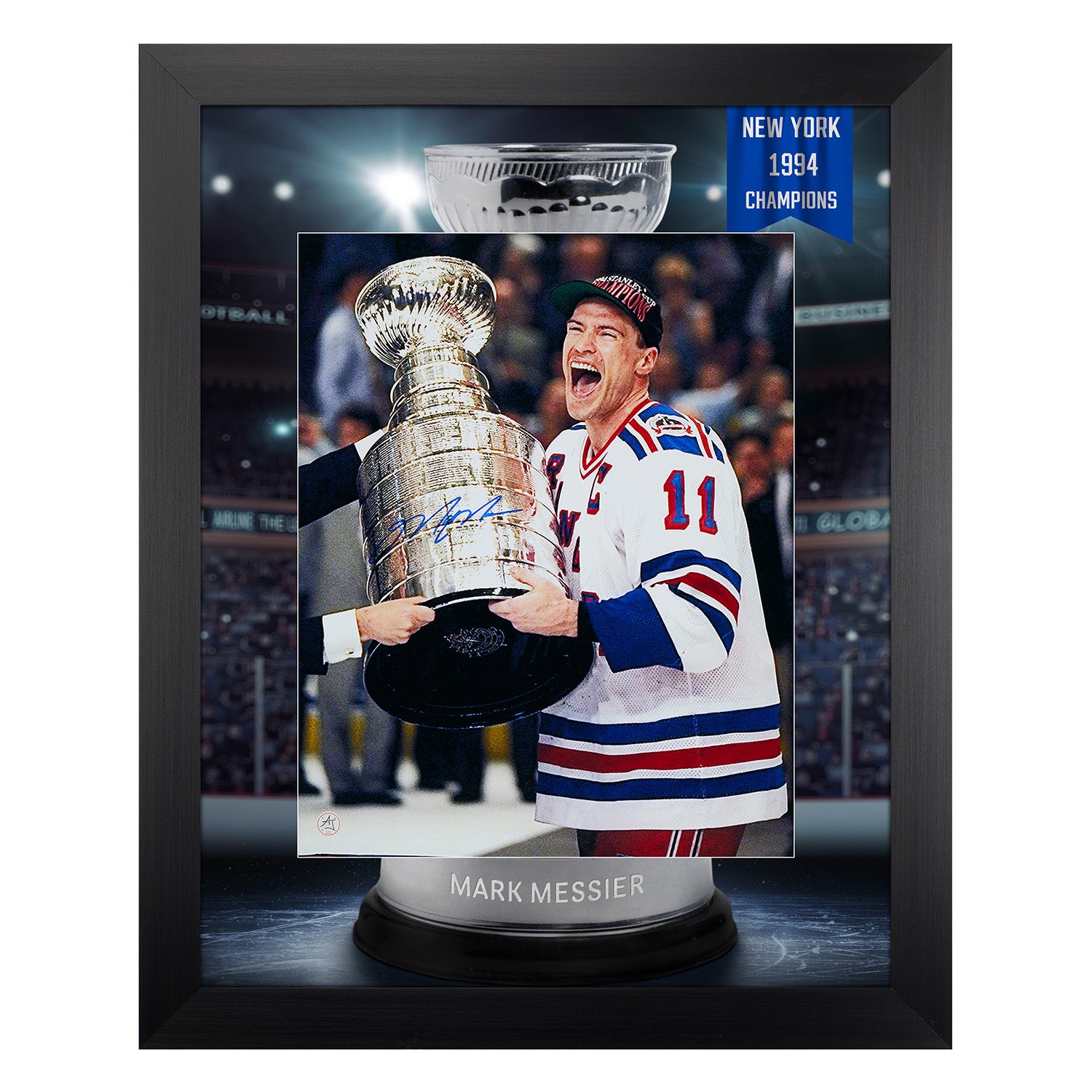 Mark Messier Signed New York Rangers Champion Cup Graphic 26x32 Frame