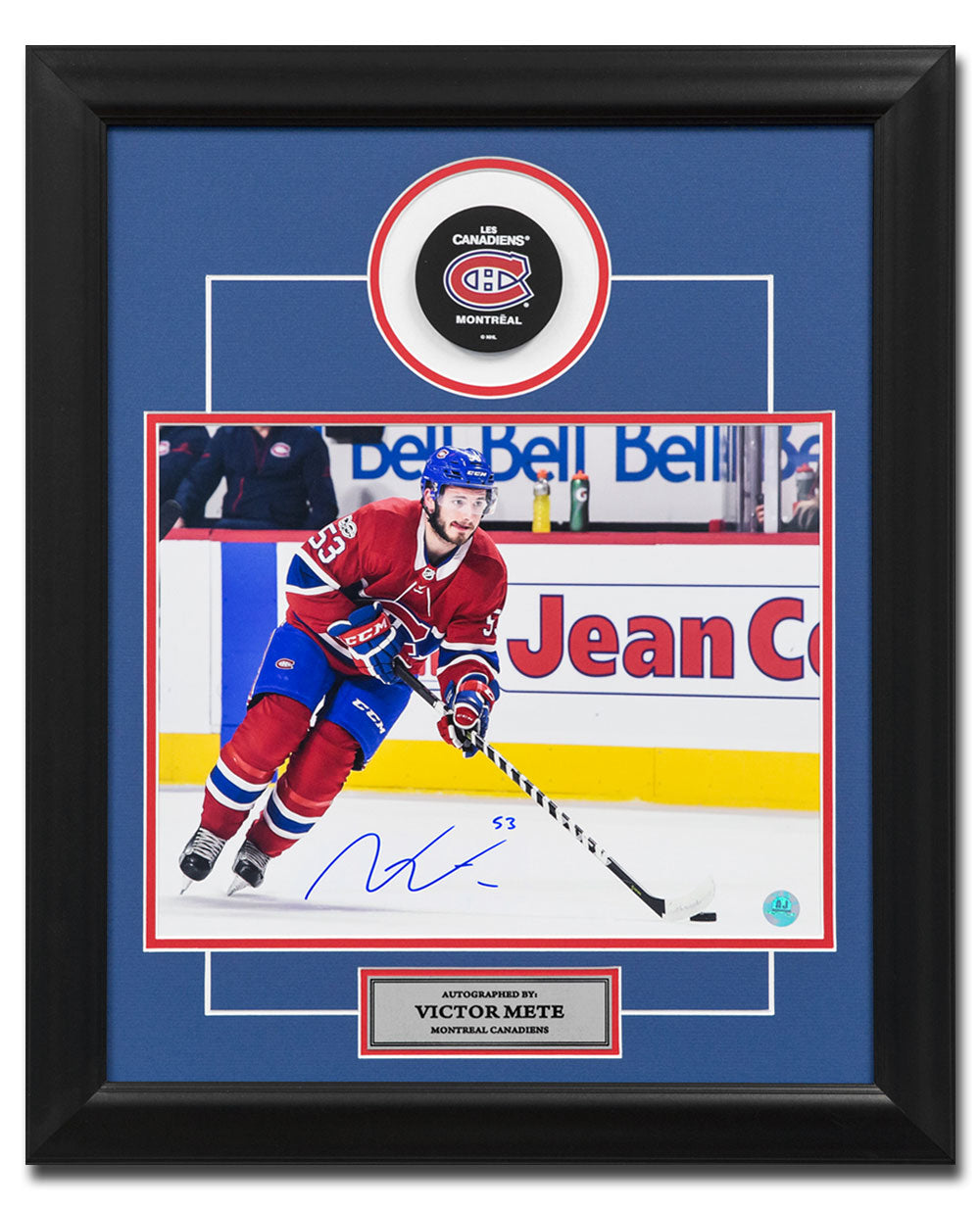 Victor Mete Montreal Canadiens Autographed Hockey 20x24 Puck Frame