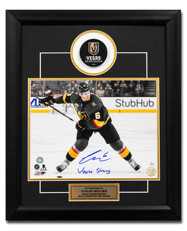 Colin Miller Golden Knights Signed Vegas Strong 20x24 Puck Frame #/17