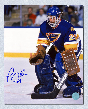 Greg Millen St Louis Blues Autographed Goalie Action 8x10 Photo