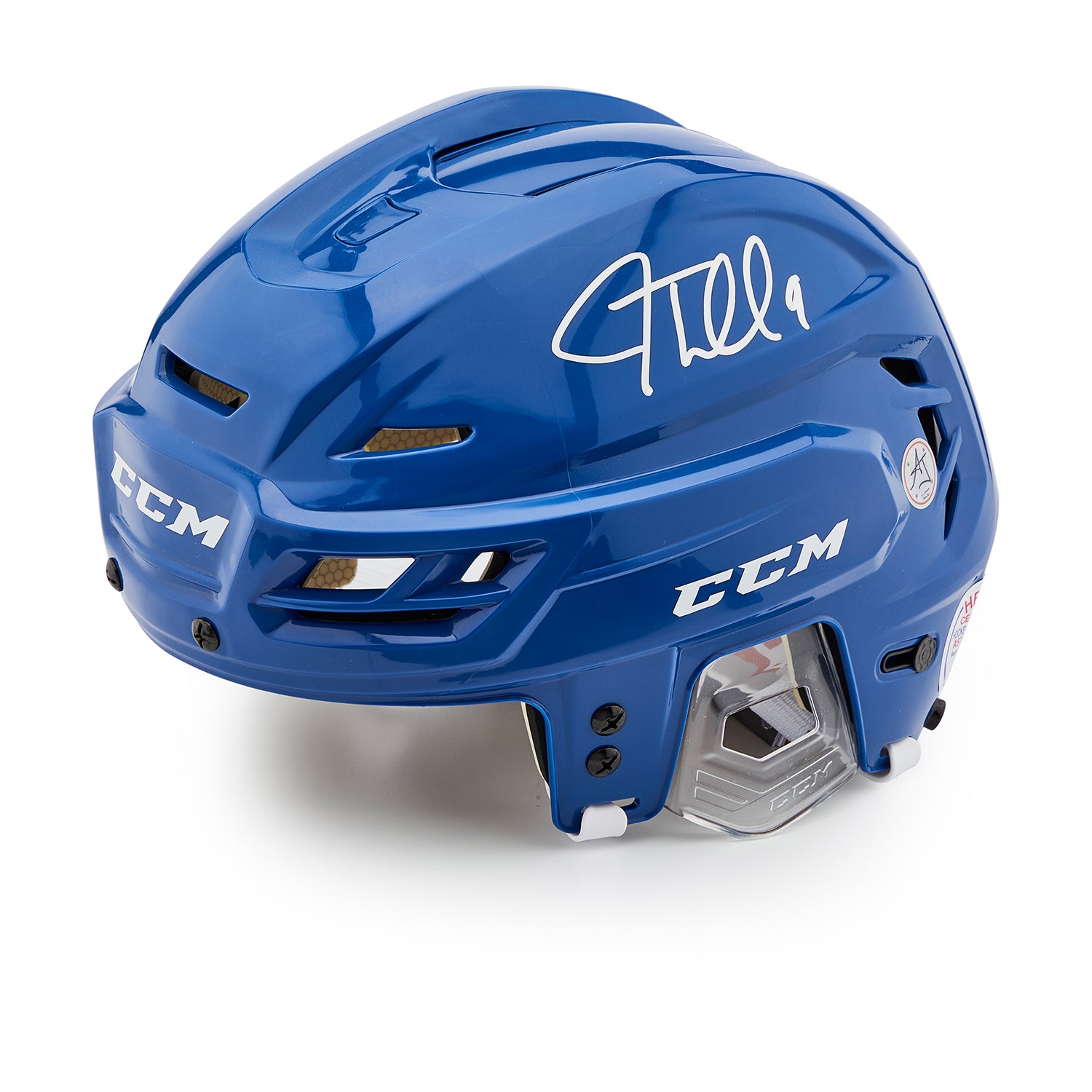 JT Miller Autographed Blue CCM Tacks Hockey Helmet