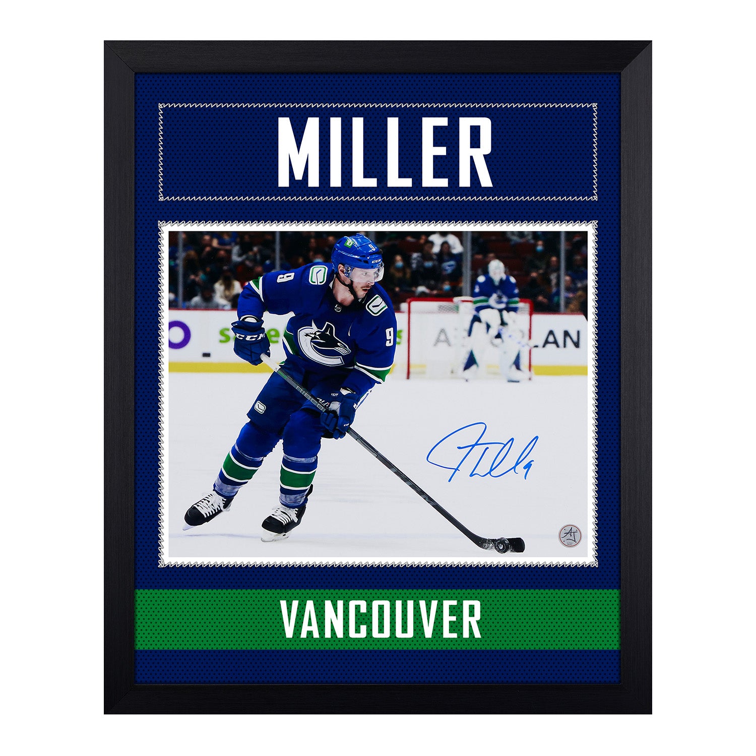 JT Miller Autographed Vancouver Canucks Uniform Graphic 19x23 Frame