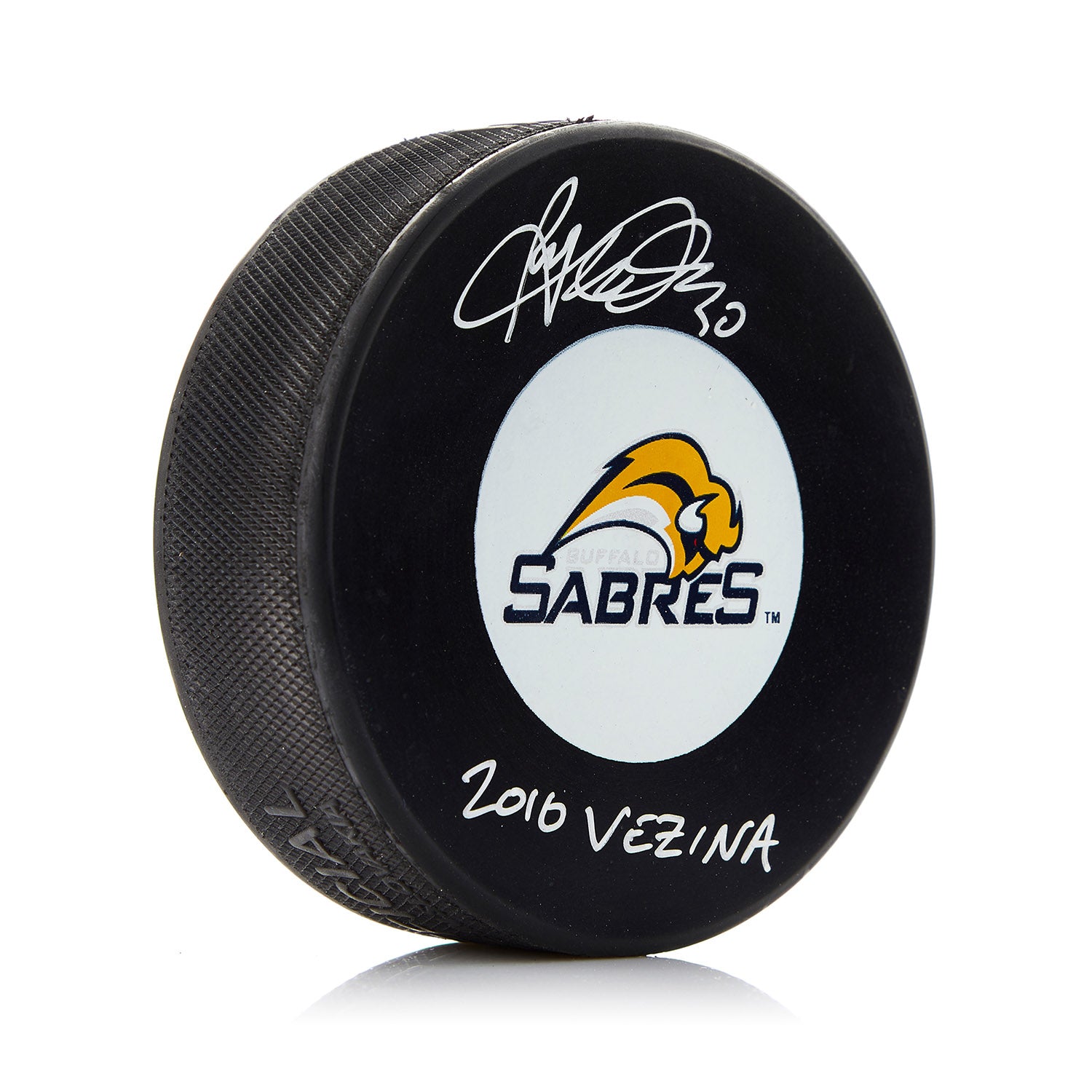 Ryan Miller Signed Buffalo Sabres Puck with 2010 Vezina Note