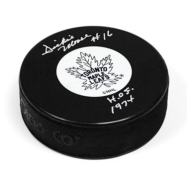 Dickie Moore Toronto Maple Leafs Signed Hockey Puck with HOF Note