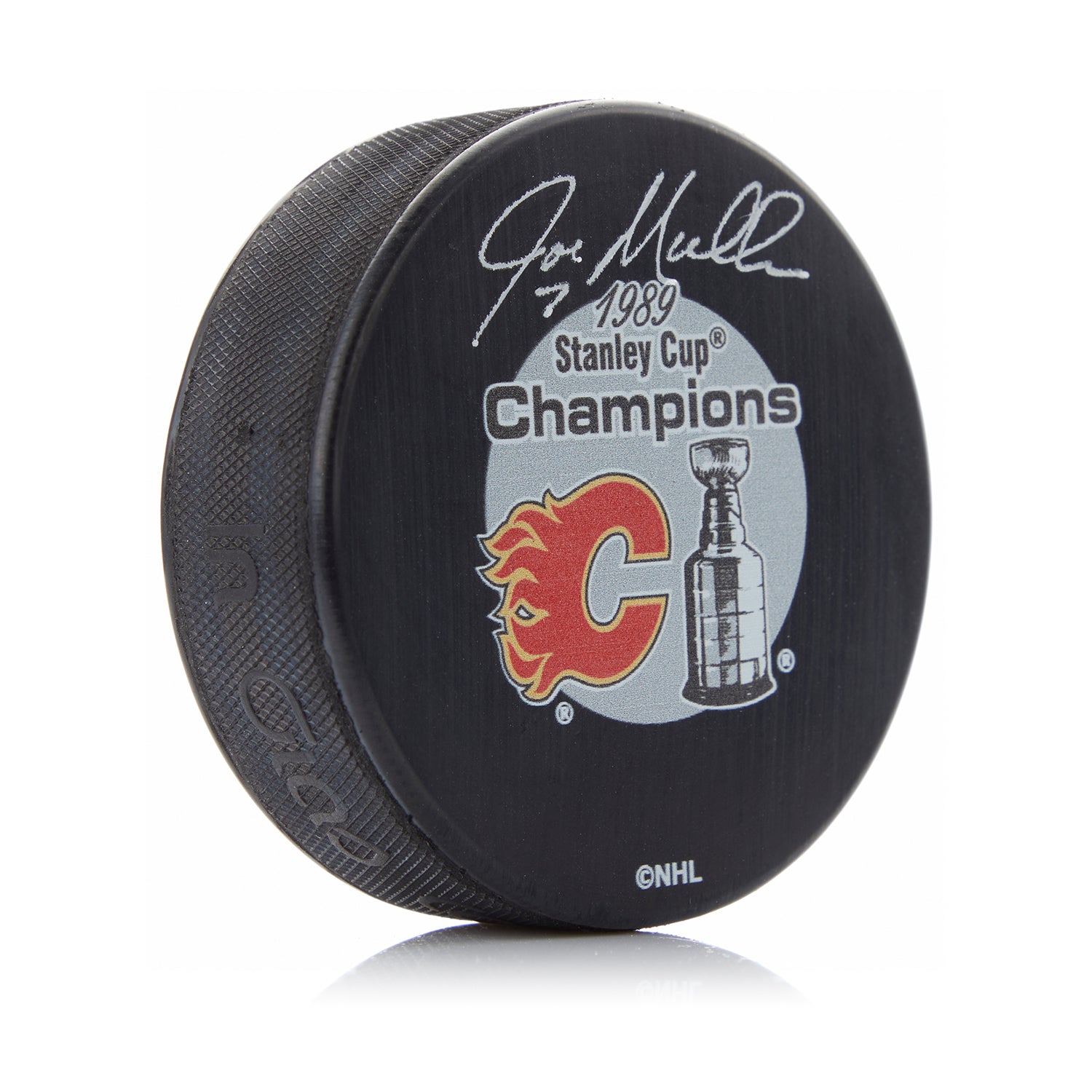Joe Mullen Autographed 1989 Calgary Flames Cup Puck