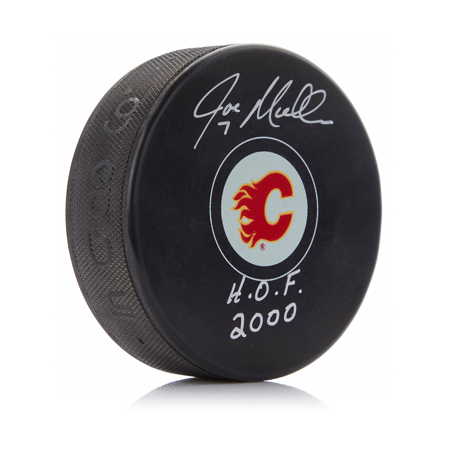 Joe Mullen Signed Calgary Flames Hockey Puck with HOF Note