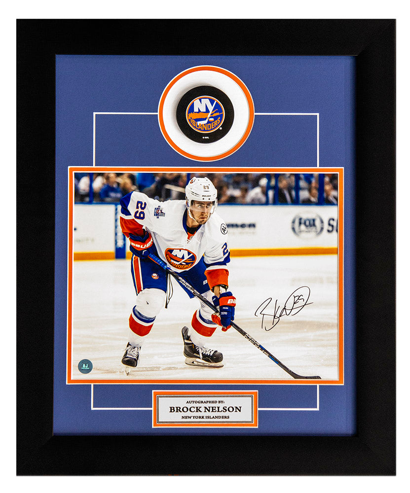 Brock Nelson New York Islanders Autographed Hockey 20x24 Puck Frame