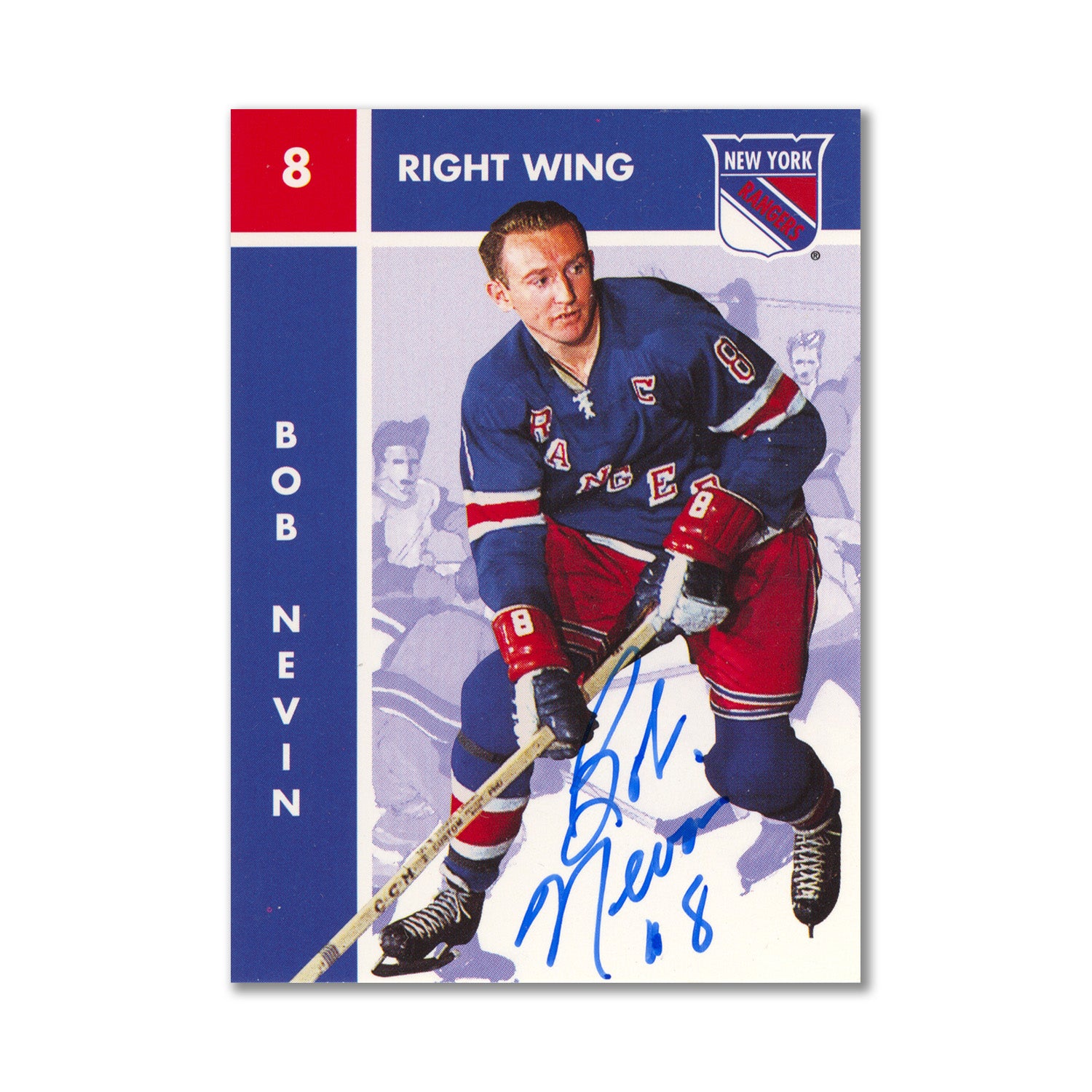 Autographed 1995 Parkhurst Missing Link #85 Bob Nevin Hockey Card