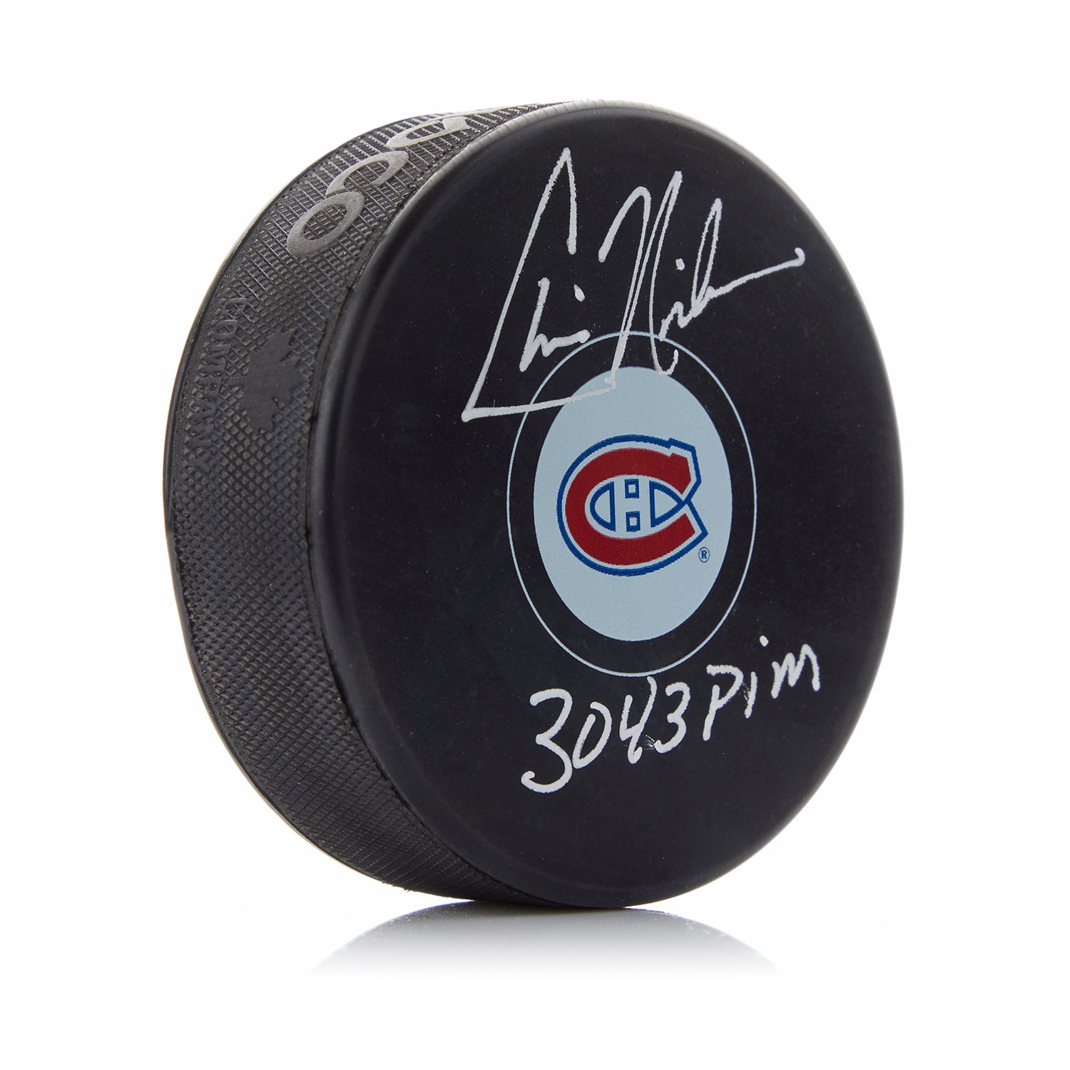 Chris Nilan Signed Montreal Canadiens Puck with PIMs Note