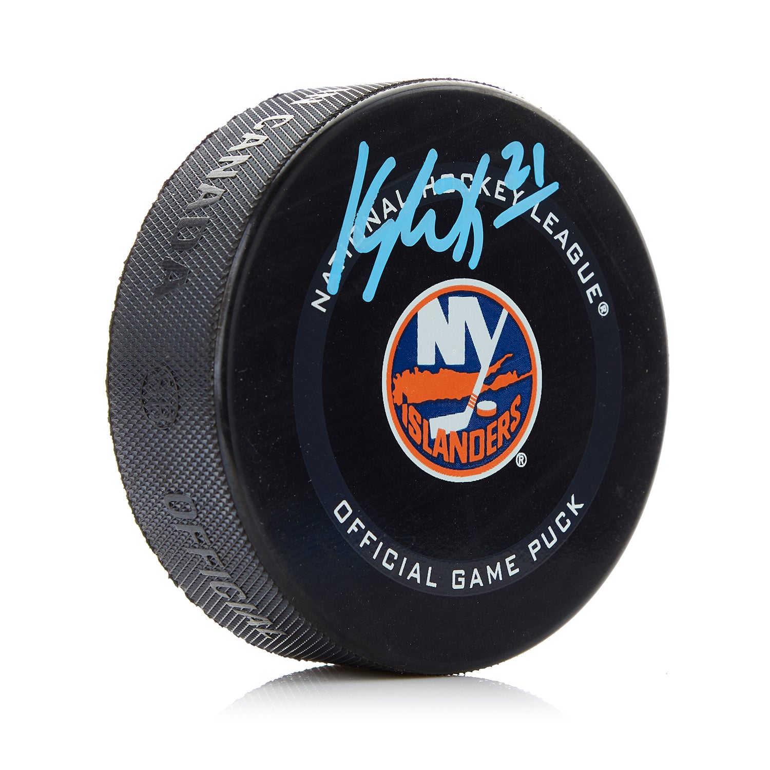 Kyle Okposo Signed New York Islanders Official Game Puck