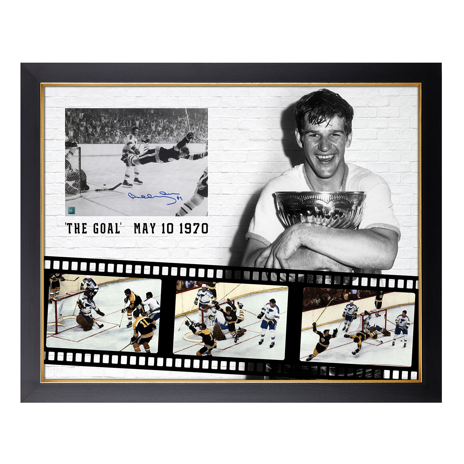 Bobby Orr Signed Boston Bruins Cup Winning Goal Graphic 26x32 Frame