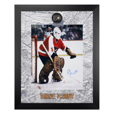 Bernie Parent Signed Philadelphia Flyers Etched Ice 26x32 Frame