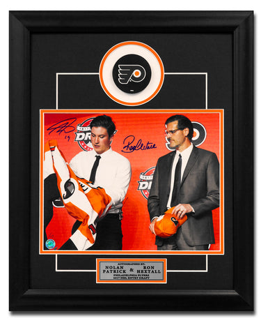 Nolan Patrick & Ron Hextall Dual Signed Flyers Draft Day 20x24 Puck Frame /17