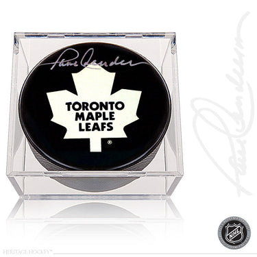 PAUL HENDERSON AUTOGRAPHED SIGNED TORONTO MAPLE LEAFS PUCK - Heritage Hockey™