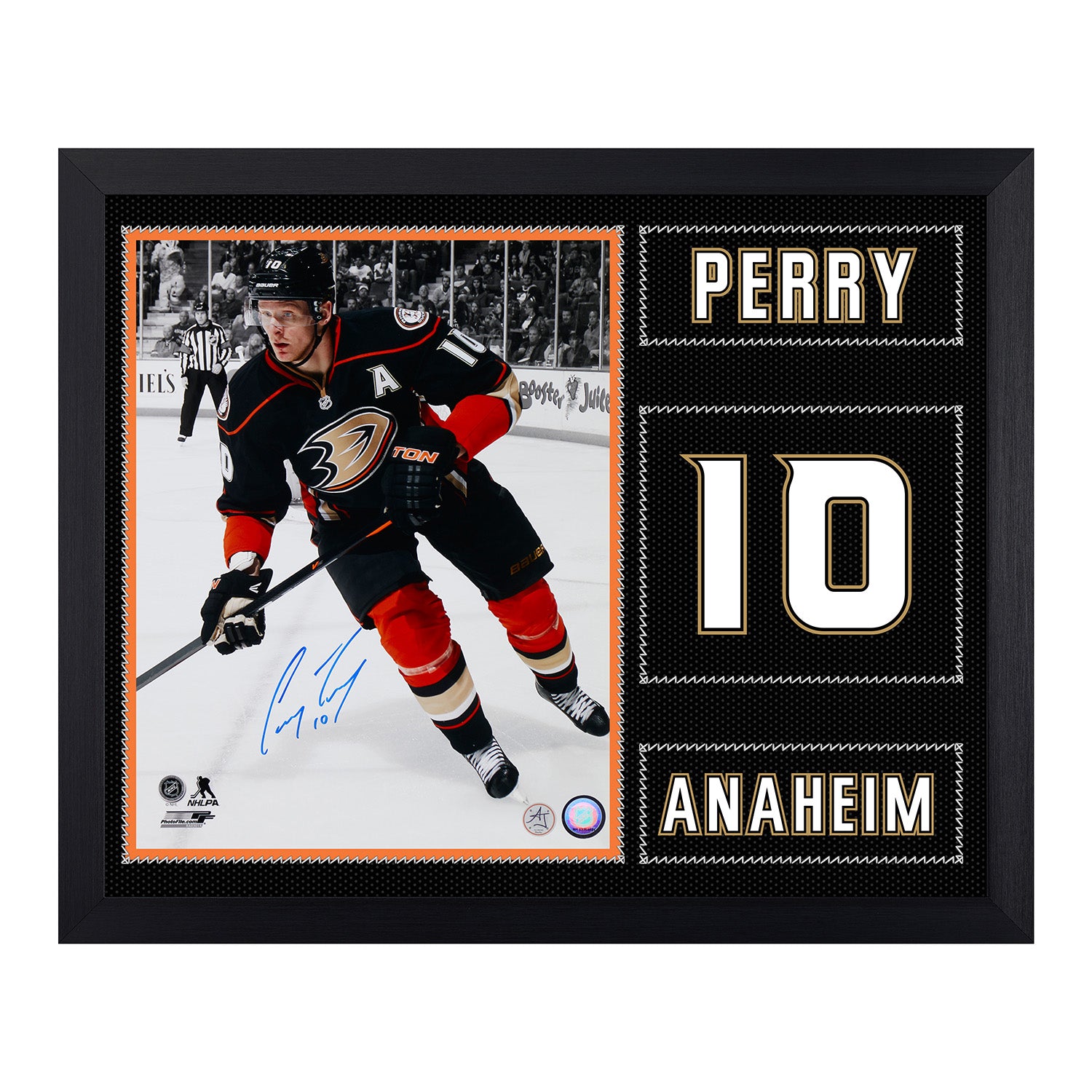 Corey Perry Signed Anaheim Ducks Uniform Graphic 19x23 Frame