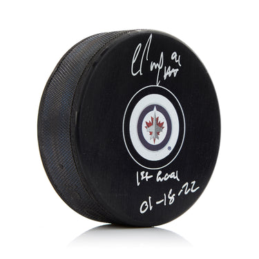 Cole Perfetti Signed Winnipeg Jets 1st Goal Dates Puck