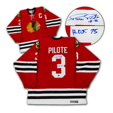 Pierre Pilote Chicago Blackhawks Signed Vintage CCM Jersey