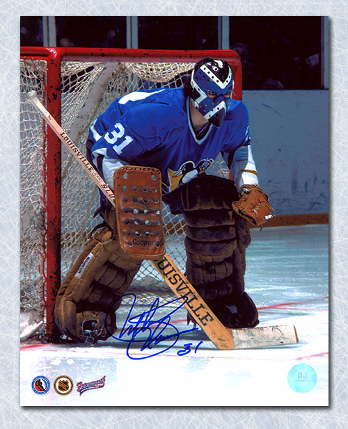 Michel Plasse Pittsburgh Penguins Autographed Goalie Mask 8x10 Photo