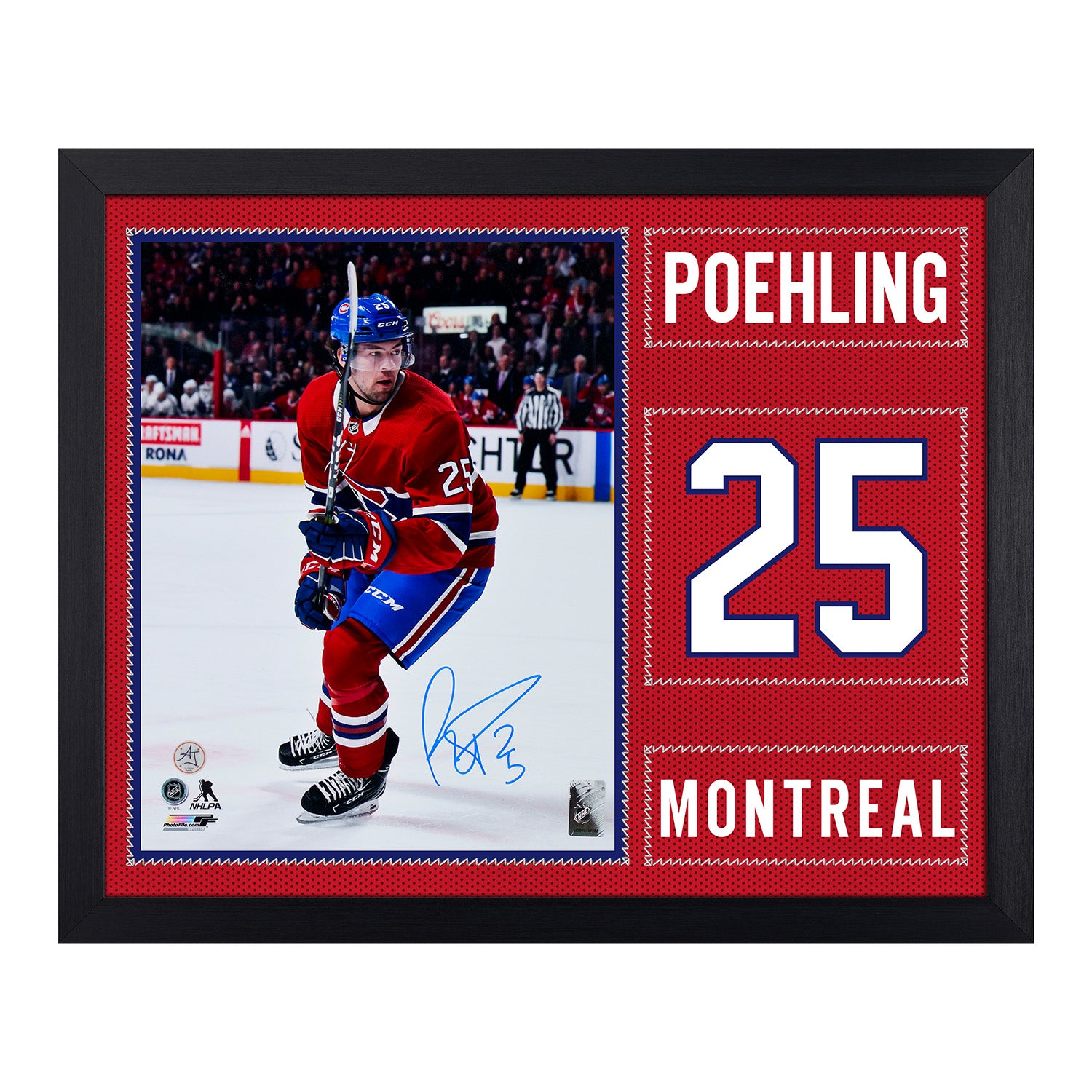 Ryan Poehling Autographed Montreal Canadiens Uniform Graphic 19x23 Frame