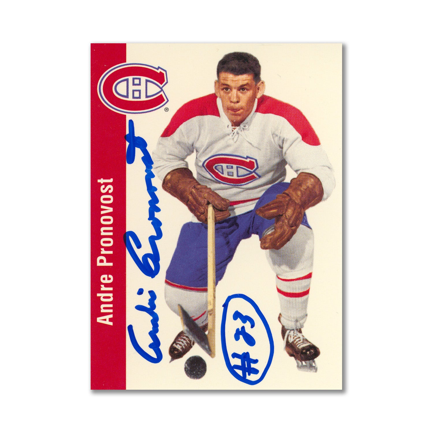 Autographed 1994 Parkhurst Missing Link #75 Andre Pronovost Hockey Card