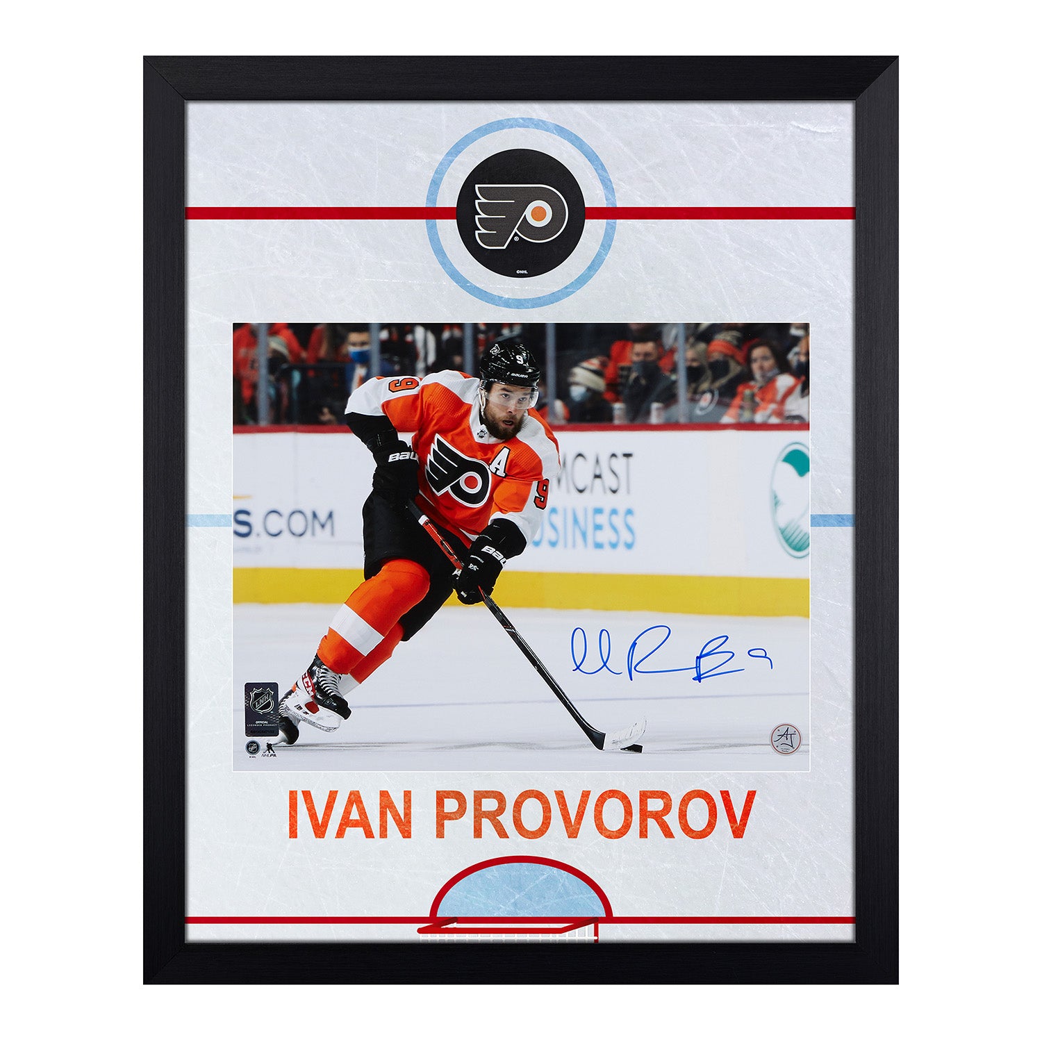Ivan Provorov Signed Philadelphia Flyers Graphic Rink 19x23 Frame