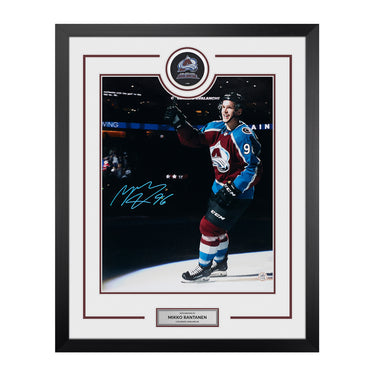 Mikko Rantanen Autographed Colorado Avalanche Puck Logo 26x32 Frame